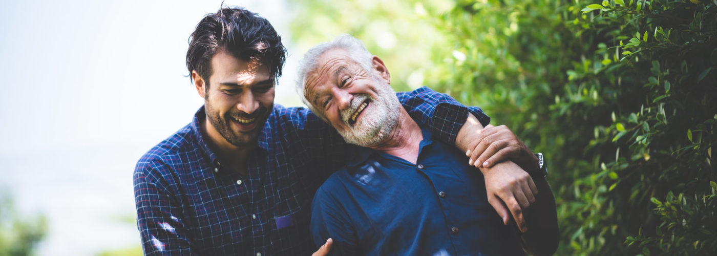 A young adult family caregiver with his older loved one