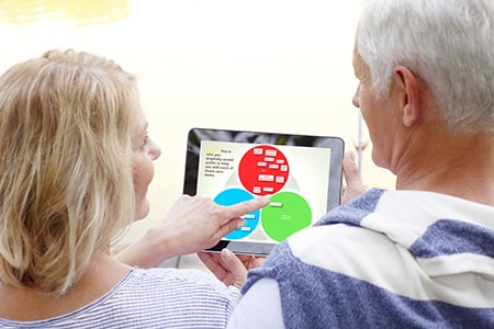 SHARE for Dementia family reviewing care tasks on iPad